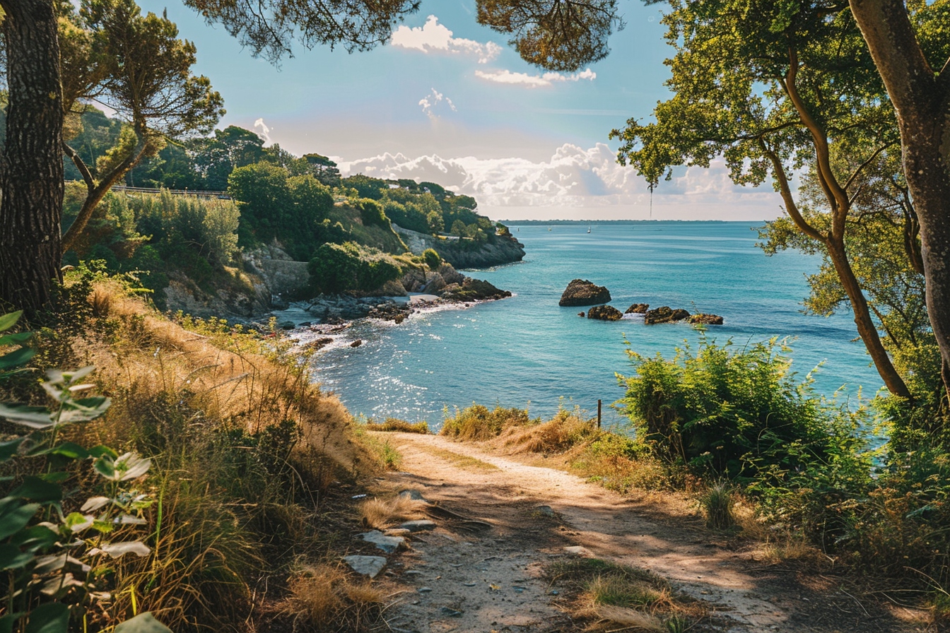 Vue panoramique d'un parc verdoyant à Saint Nazaire, illustrant l'évasion naturelle entre mer et verdure